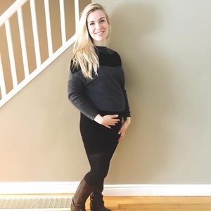 HATCH Agyness Maternity Sweater Dress in Gray and Black Stripe